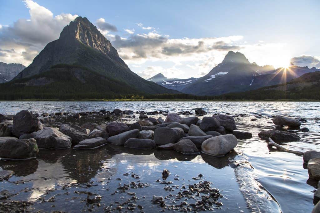 A view of Swiftcurrent Lake in Glacier National Park
