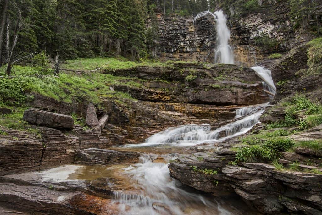 View of Virgina Falls in Glacier National Park